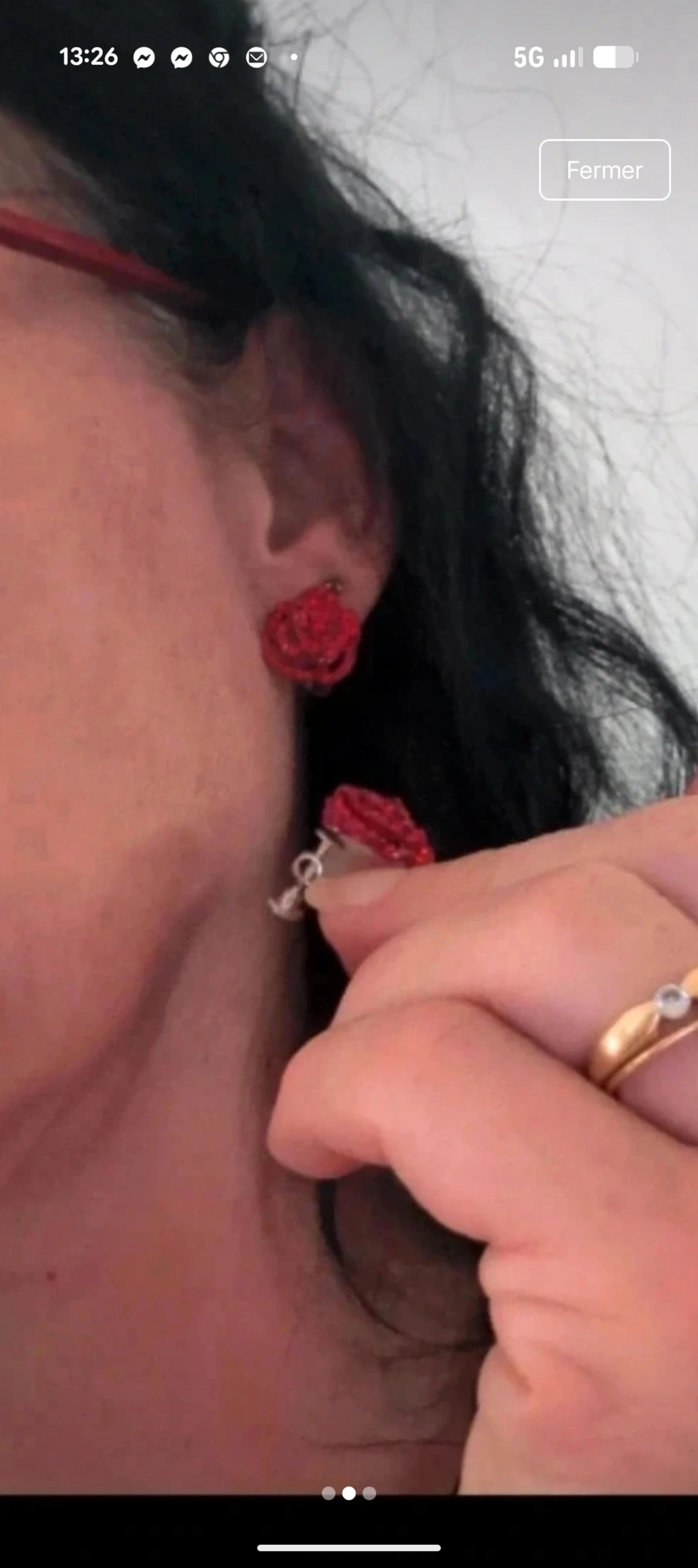 Conjunto collar+ pulsera+ pinzas de orejas con strass rojos – photo 6